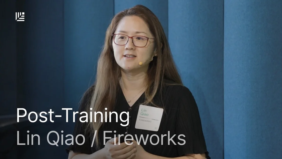 Lin Qiao, CEO of Firework, presenting on post-training AI models.