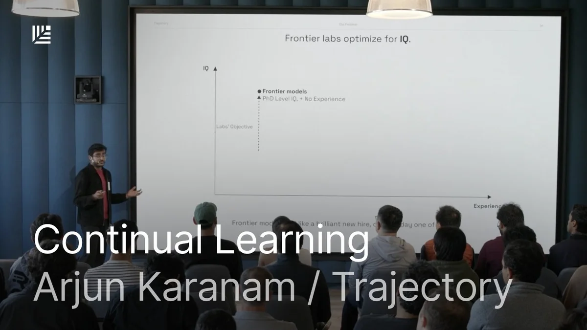 Arjun Karanam of Trajectory presenting on Continual Learning.