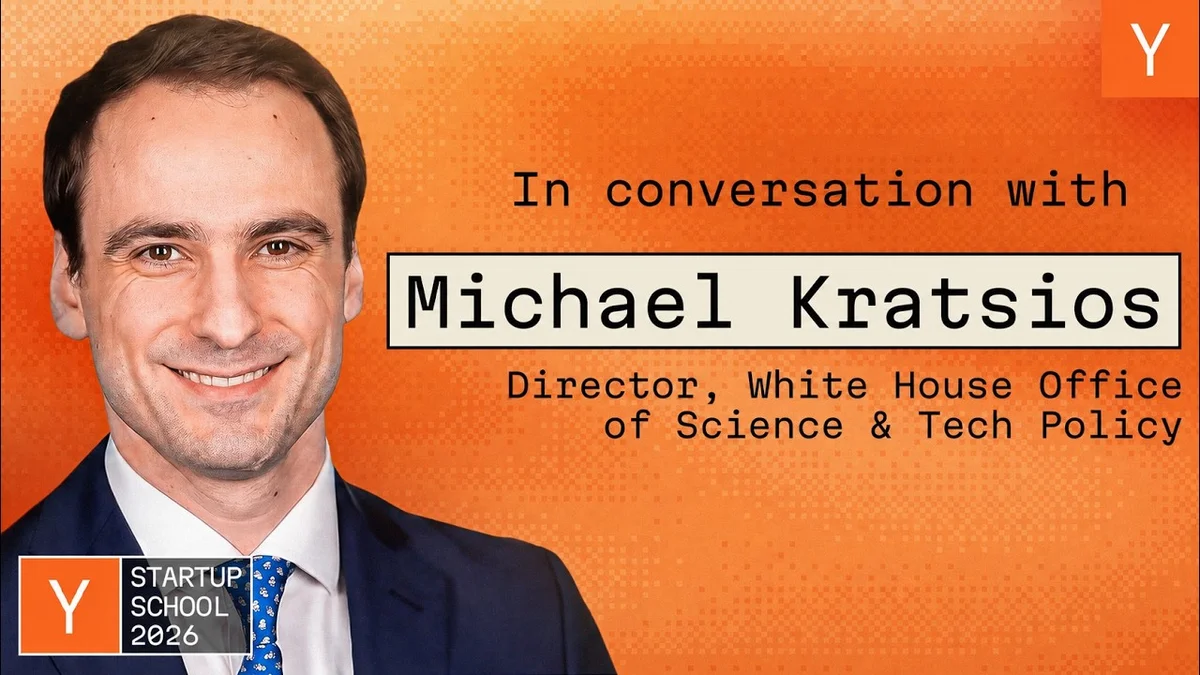 Michael Kratsios and Luther Lowe speaking at Y Combinator Startup School