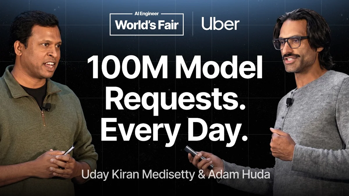 Uday Kiran Medisetty and Adam Huda presenting at AI Engineer World's Fair