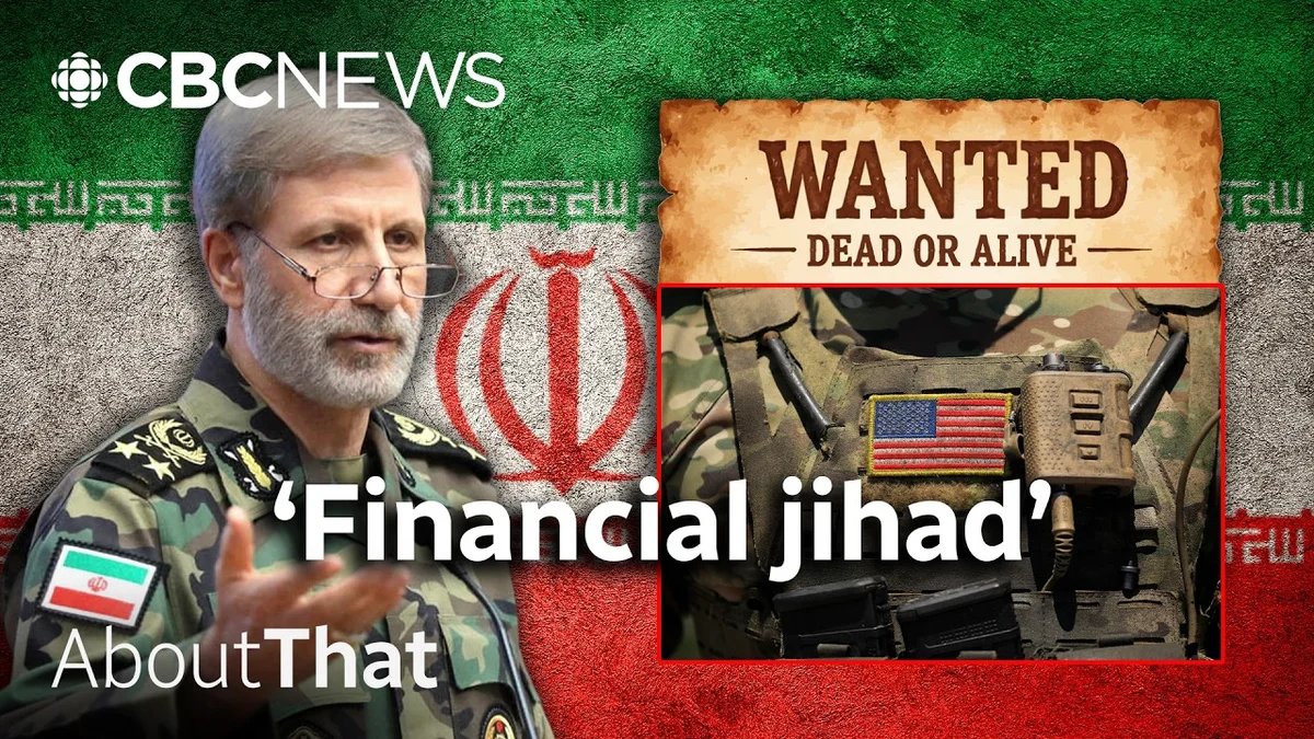 A news anchor discusses Iran's bounty on U.S. soldiers, with images of Iranian protests and military figures shown.
