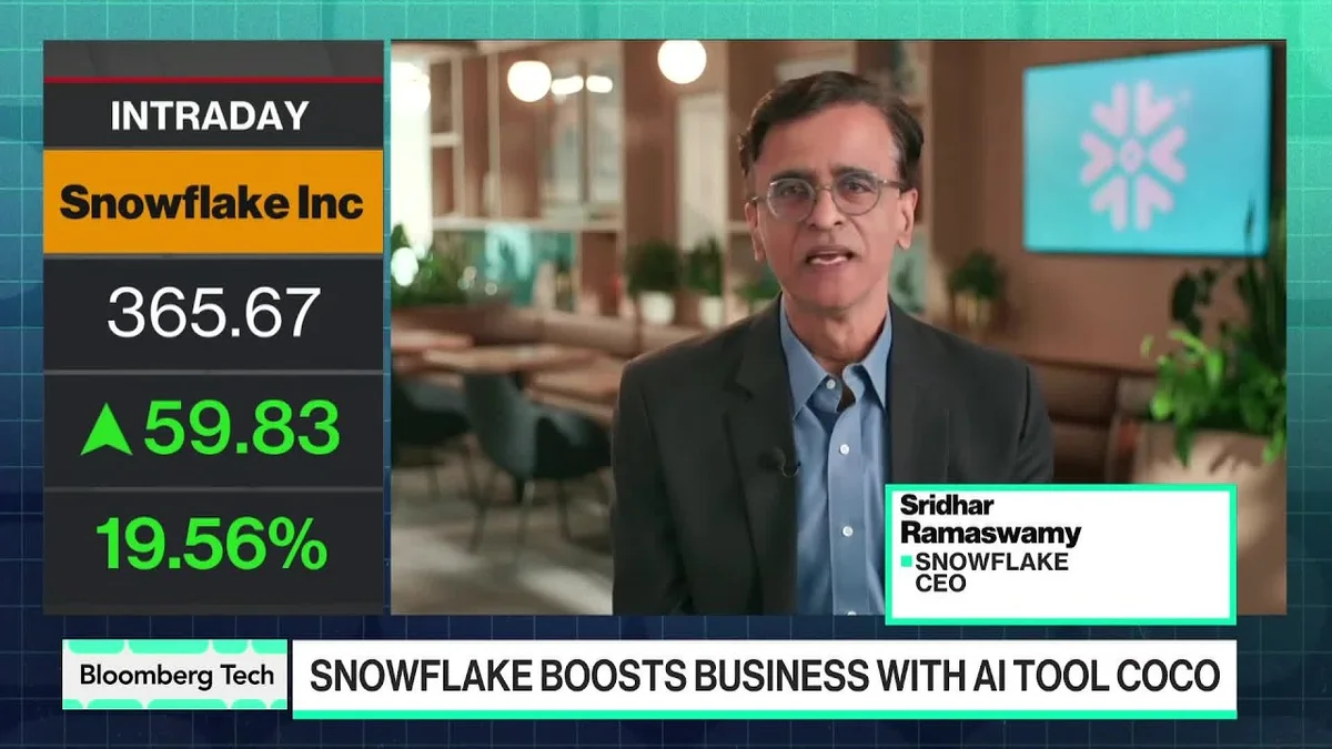 Sridhar Ramaswamy discussing Snowflake Coco AI agent on Bloomberg Technology