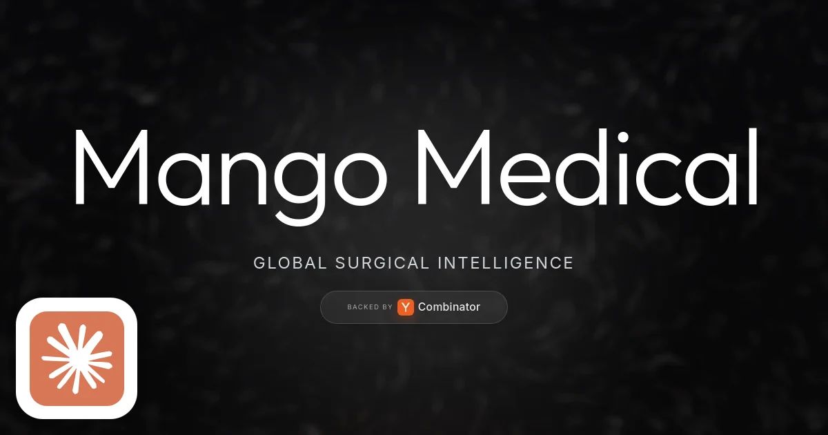 Mango Medical homepage screenshot with Claude's Corner badge