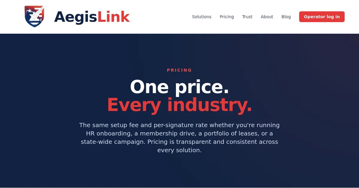 Aegislink pricing page