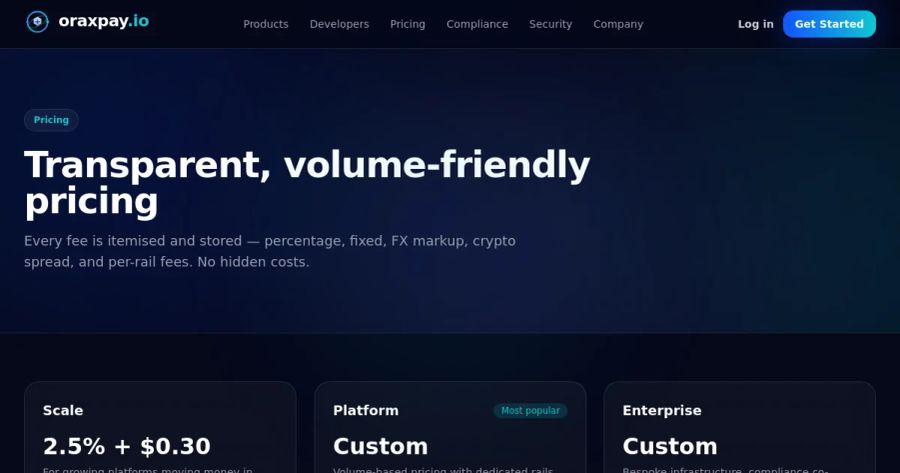Oraxpay pricing page