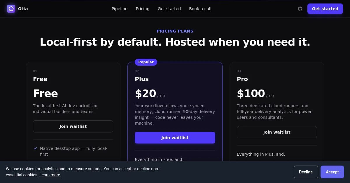 otta-build pricing page