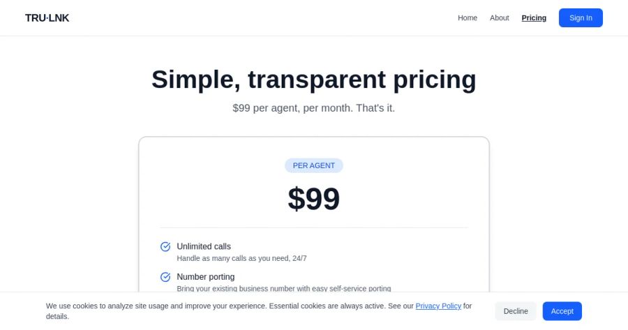 Trulnk pricing page