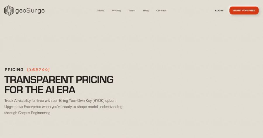 geoSurge pricing page