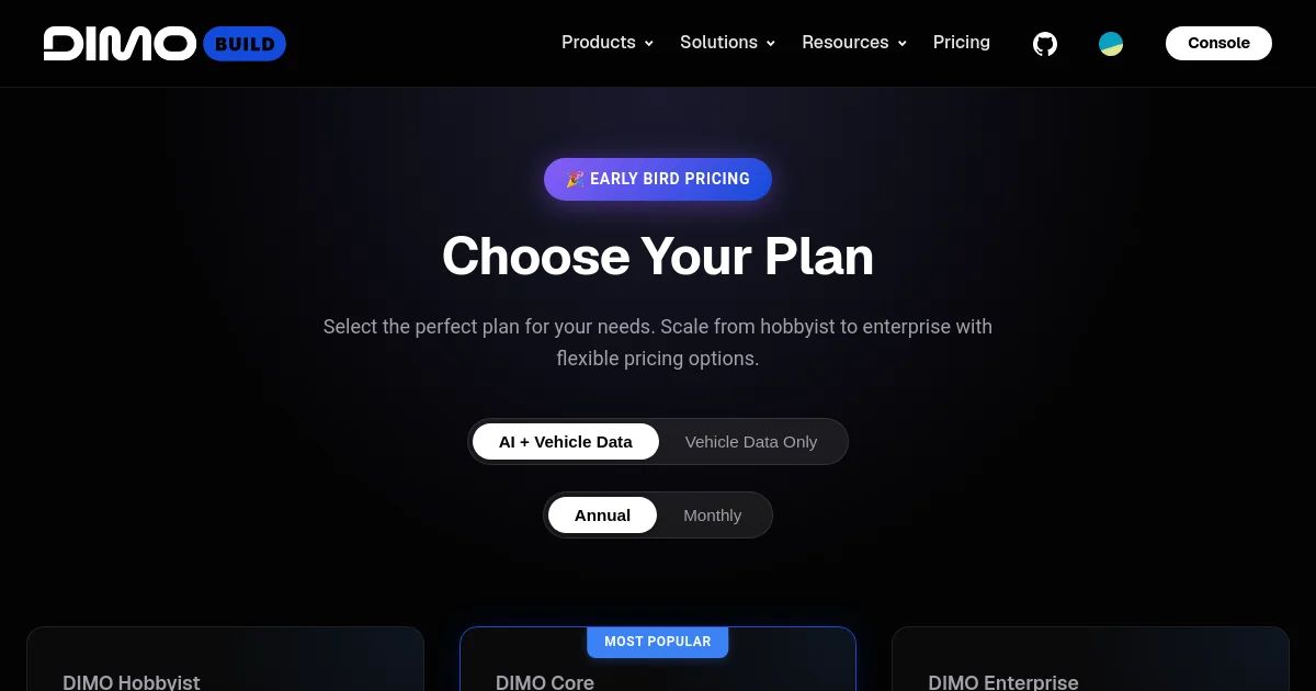 DIMO pricing page