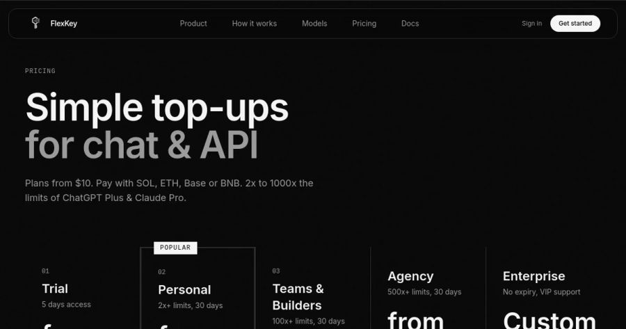 Flexkey pricing page