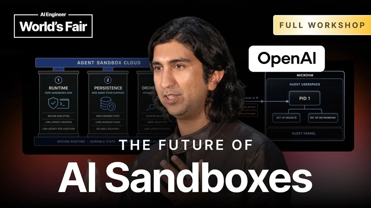 Abhishek Bhardwaj of OpenAI presenting on agent sandbox clouds.